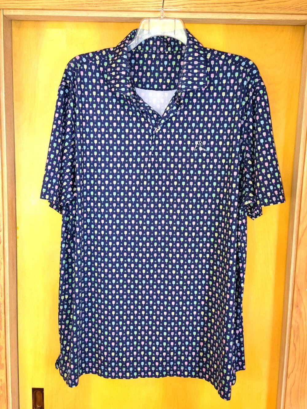 Rhoback Mens XXL Pickleball Print Golf Polo Blue with Dog Logo